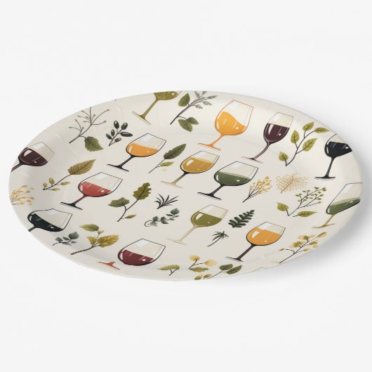 Schattigee wijnkopjes papier bord (Gekanteld)