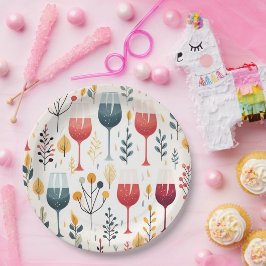 Schattigee wijnkopjes papier bord (Feest)
