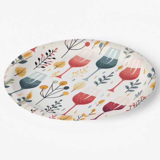 Schattigee wijnkopjes papier bord (Gekanteld)