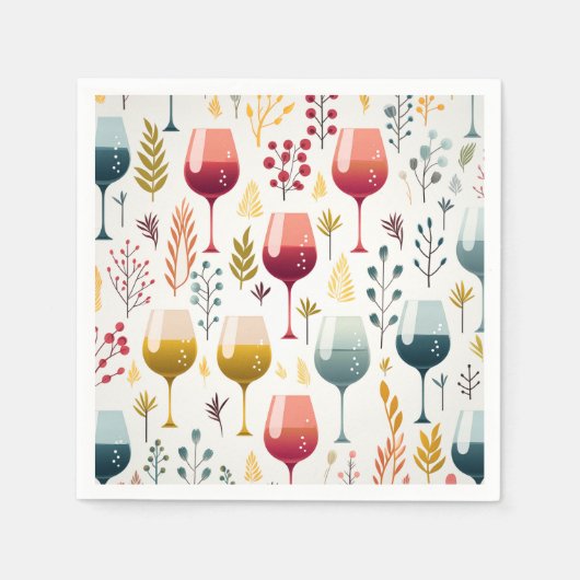 Schattigee wijnkopjes papieren servetten (Voorkant)