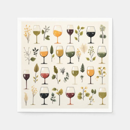 Schattigee wijnkopjes papieren servetten (Voorkant)
