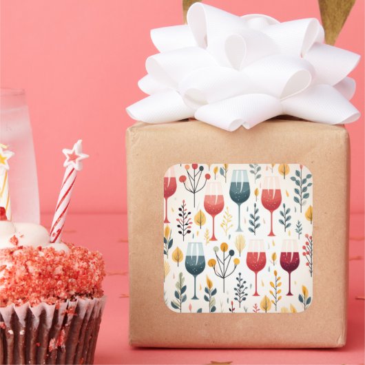 Schattigee wijnkopjes sticker (Feest)