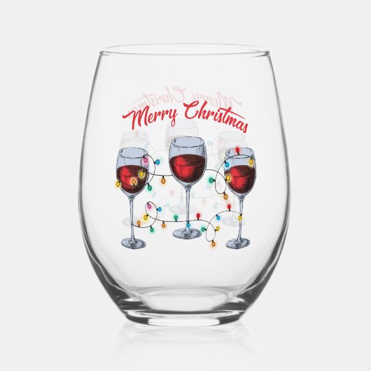 Schattigee wijnliefhebber / Vrolijk kerstfeest Wijnglas Zonder Voet (Achterkant)