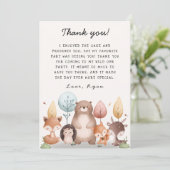 Schattigee Wild One Forest Woodland Animals Verjaa Bedankkaart (Staand voorkant)