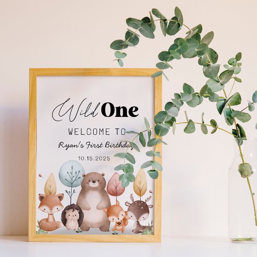 Schattigee Wild One Forest Woodland Animals Verjaa Poster