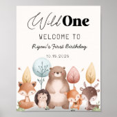 Schattigee Wild One Forest Woodland Animals Verjaa Poster (Voorkant)