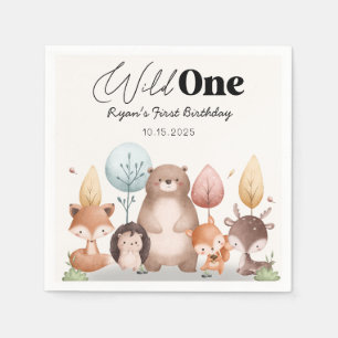 Schattigee Wild One Forest Woodland Animals Verjaa Servet