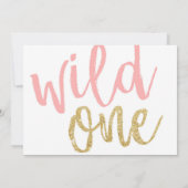 Schattigee Wild One Oerwoud Girl Eerste Verjaardag Kaart (Achterkant)