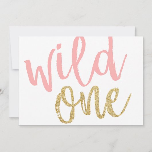 Schattigee Wild One Oerwoud Girl Eerste Verjaardag Kaart (Achterkant)