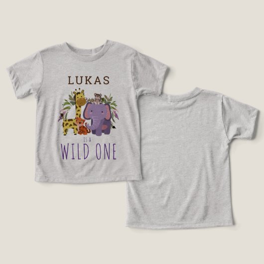 Schattigee Wild One Oerwoud Safari 1e verjaardagsf (Ontwerp Voorkant & Achterkant)