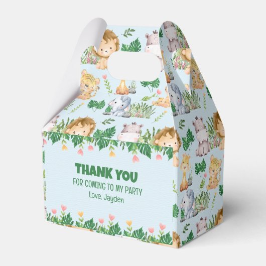 Schattigee Wild One Oerwoud Safari Dierenverjaarda Bedankdoosjes (Voorkant Zijde)