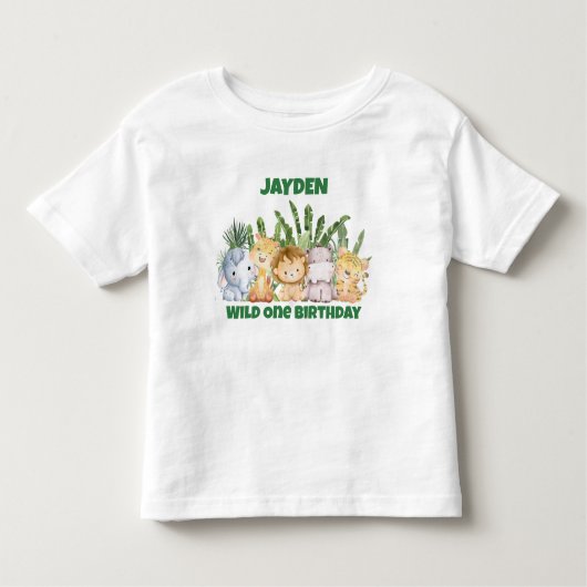 Schattigee Wild One Oerwoud Safari Dierenverjaarda Kinder Shirts (Voorkant)