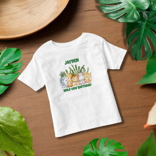 Schattigee Wild One Oerwoud Safari Dierenverjaarda Kinder Shirts