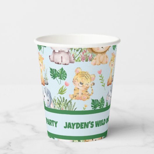 Schattigee Wild One Oerwoud Safari Dierenverjaarda Papieren Bekers (Achterkant)