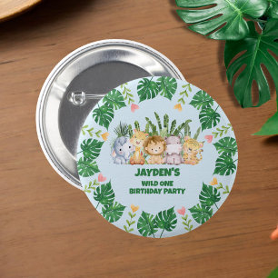 Schattigee Wild One Oerwoud Safari Dierenverjaarda Ronde Button 5,7 Cm
