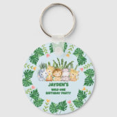 Schattigee Wild One Oerwoud Safari Dierenverjaarda Sleutelhanger (Voorkant)