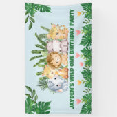 Schattigee Wild One Oerwoud Safari Dierenverjaarda Spandoek (Verticaal)