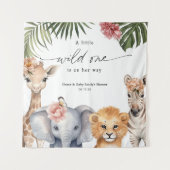Schattigee Wild One Safari Dier Baby shower Achter Wandkleed (Voorkant)