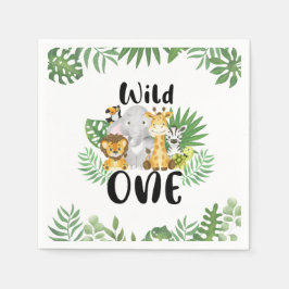 Schattigee Wild One Safari Dieren 1e Verjaardag Servet