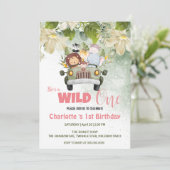 Schattigee Wild One Safari Dieren Auto 1e Verjaard Kaart (Staand voorkant)