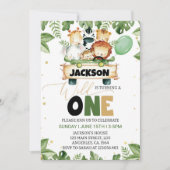 Schattigee Wild One Safari Dieren Verjaardagsuitno Kaart (Voorkant)