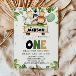 Schattigee Wild One Safari Dieren Verjaardagsuitno Kaart