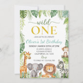 Schattigee Wild One Safari Dieren Verjaardagsuitno Kaart (Voorkant)