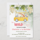 Schattigee Wild One safari schoolbus 1e verjaardag Kaart (Voorkant)