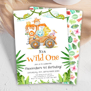Schattigee Wild One Safari Verjaardag Kaart