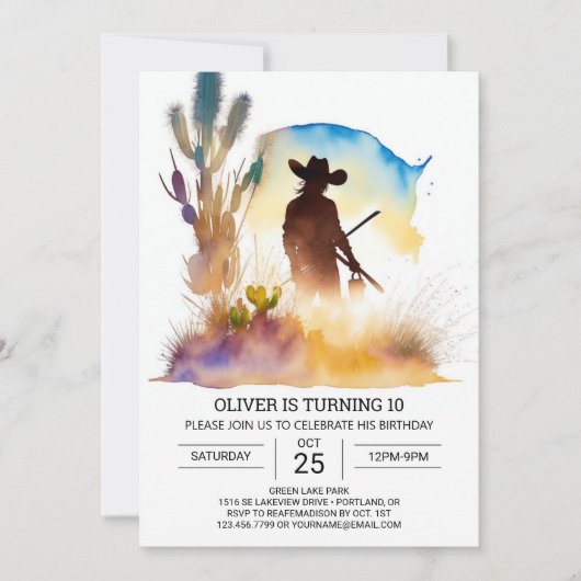 Schattigee Wild West Cowboy Verjaardag Kaart (Voorkant)