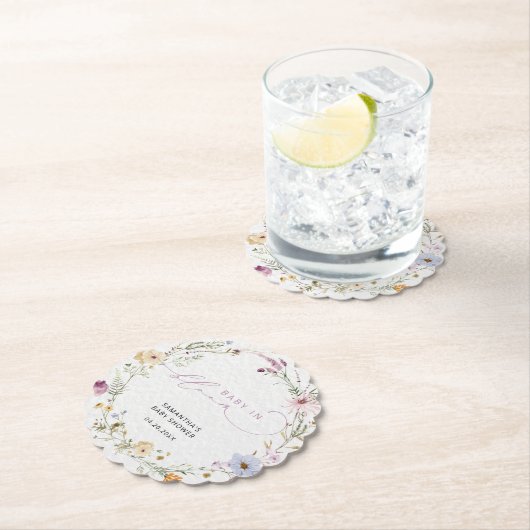 Schattigee Wildbloemen Baby in Bloom Kartonnen Onderzetters (Insitu)