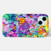 Schattigee Wildbloemen Kleurrijke Bloemen Monogram Case-Mate iPhone Case (Achterkant (horizontaal))