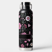 Schattigee Wildbloemen met Naam Waterfles (Voorkant)