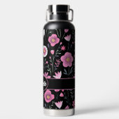 Schattigee Wildbloemen met Naam Waterfles (Achterkant)