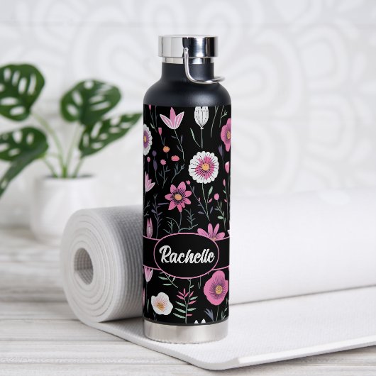 Schattigee Wildbloemen met Naam Waterfles (Yoga)