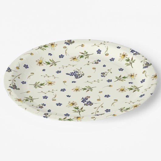 Schattigee Wildbloemen op wit Papieren Bordje (Gekanteld)