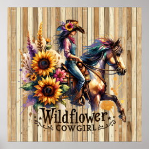 Schattigee wilde bloem cowgirl Western Poster