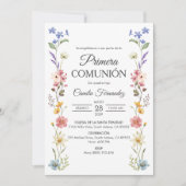 Schattigee Wilde Bloemen Primera Communie Eerste C Kaart (Voorkant)