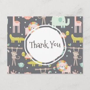 Schattigee wilde dieren illustratie Dank u Briefkaart