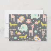 Schattigee wilde dieren in pastel Baby shower Dank Kaart (Achterkant)
