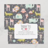 Schattigee wilde dieren in pastel Baby shower Dank Kaart (Voorkant / Achterkant)