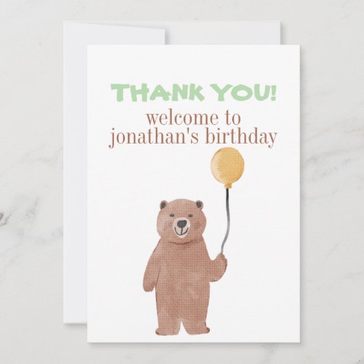 Schattigee wilde dieren verjaardag bedankkaart (Voorkant)