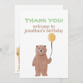 Schattigee wilde dieren verjaardag bedankkaart (Voorkant / Achterkant)