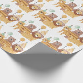 Schattigee wilde dieren verjaardag cadeaupapier (Hoek)
