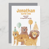 Schattigee wilde dieren verjaardag kaart (Voorkant / Achterkant)