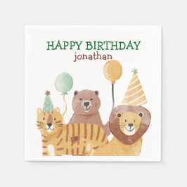 Schattigee wilde dieren verjaardag servet