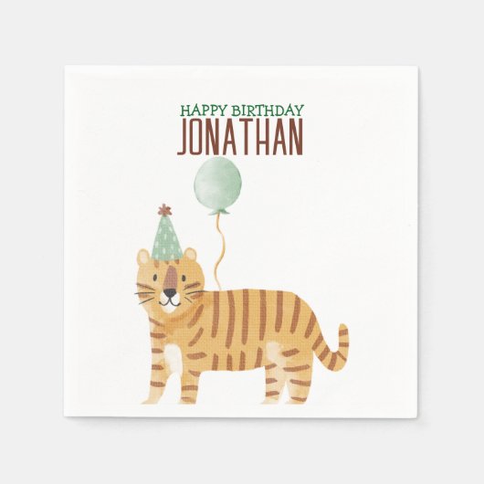 Schattigee wilde dieren verjaardag servet (Voorkant)