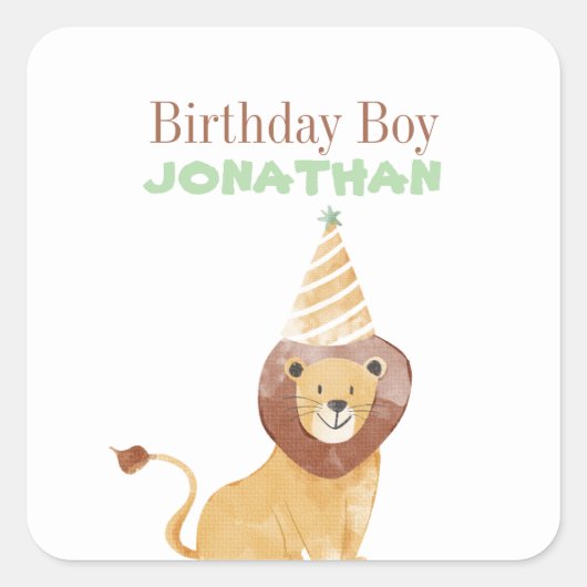 Schattigee wilde dieren verjaardag vierkante sticker (Voorkant)