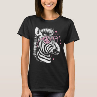 Schattigee wilde dierlijke Zebra met roze bril T-shirt