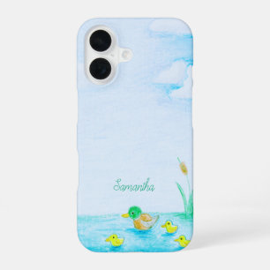 Schattigee wilde eend gepersonaliseerd iPhone 16 hoesje
